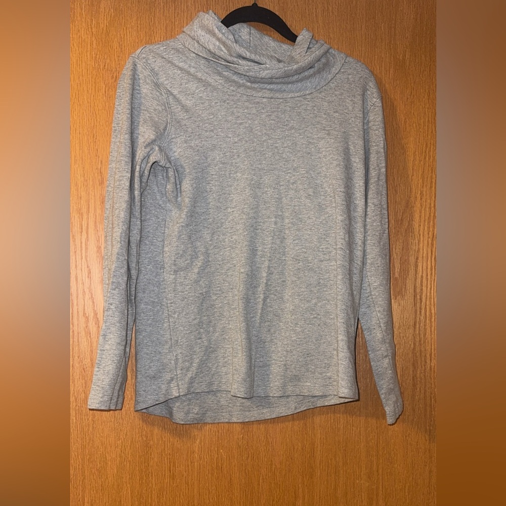 L.L. Bean Women's Gray Heather Cowl Neck Long Sleeve Top